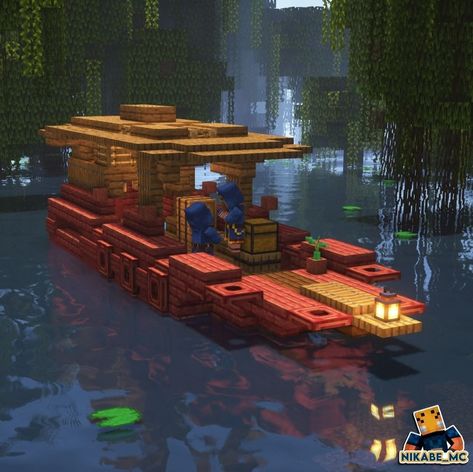 Water Houses Minecraft, Minecraft Ship Ideas, Minecraft River, Minecraft Boat, Minecraft Ship, Construction Minecraft, Minecraft Statues, Rumah Minecraft Sederhana, Minecraft Structures