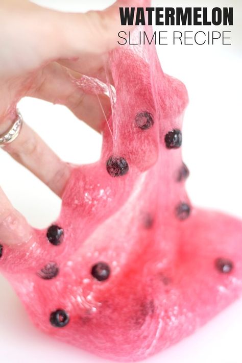 Stretchy Slime Recipe, Recipe For Slime, Watermelon Slime, Goop Recipe, Homemade Cotton Candy, Slime Theme, Friday Activities, Moon Dough, Stretchy Slime