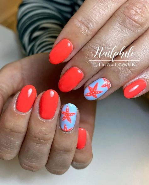 Cancun Nail Ideas, Maldives Nails, Bright Holiday Nails, Bright Beach Nails, Carribean Nails, Bright Summer Gel Nails, Cancun Nails, Uñas Color Coral, Bright Coral Nails