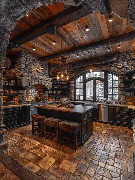 Trendy Kitchen Design, Kitchen Facelift, Cottagecore Kitchen, Dream Life House, Log House, Regal Design, Rustic Kitchen Design, Rustic Home Design, Dream House Rooms