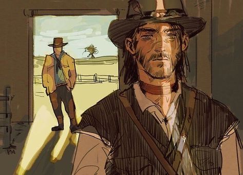 John Marston final moments 😓A painful and powerful picture of Arthur and John Arthur And John, John Marston, Don't Look Back, See You Again, Red Dead, Red Dead Redemption, My Brother, Cowboy, Red