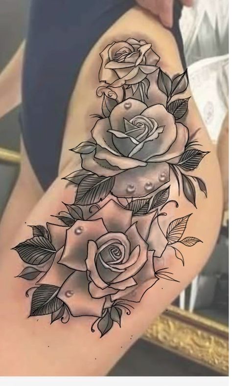 "Ink Addiction: The Thrill of Collecting Tattoos" #tatuagens #tatuajes #tattoo #tattoos #tattooart #tattooartist #tattooideas #tattooinspiration #tattoodesign #tattooaddict #tattooed #tattooedgirls #tattooedguys #bodyart Rose Tattoo On Leg, Mujeres Tattoo, Girl Thigh Tattoos, Realistic Rose Tattoo, Egyptian Tattoo Sleeve, Rose Flower Tattoos, Rose Drawing Tattoo, Hidden Truth, Create Your Own Tattoo