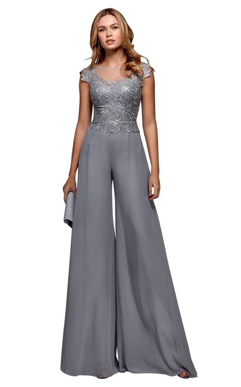 Wedding Sponsors Outfit, Jumpsuit For Wedding Guest Classy, Couture Evening Gowns, Fancy Jumpsuit, Bling Accessories, Prom Dress Lace, Beautiful Jumpsuits, Chiffon Jumpsuit, Evening Blouses