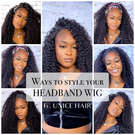 In my newest YouTube video I showed how I like to style my curly headband wig Ways To Style Headband Wig, Headband Wigs For Black Women Styles, Head Band Wig Hairstyles, How To Style A Headband Wig, How To Style Headband Wigs, Headband Wig Hairstyles, Wig For Beginners, Unice Hair, 2023 Hair