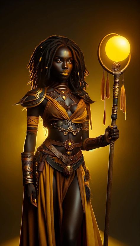 Wakanda Aesthetic Outfit, African Warrior Women, Afrocentric Art Goddesses, African Warrior Queen, Female Genie, Dnd Pirate, Egyptian Warrior, African Superhero, Marvel Heroines