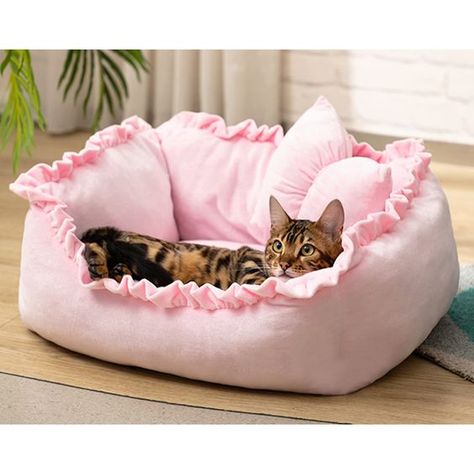 PRICES MAY VARY. 【Spacious Space Dimensions】 22 x 18 x 10 inches/56 x 46 x 25cm, sleeping area: 20 x 16inches/50 x 40cm. Suitable for most cats and less than 20 lbs of small medium-sized dogs. 【Warming Fabric】 Cozy short plush fabric. Filling: high elastic filling and does not collapse on itself, offers comfort and warm for your pet. 【All Season Design】 Lightweight for portability. Raised rim sides of the rectangular dog bed create a relaxing environment for puppies to sleep, provide head and ne Hello Kitty Dog Bed, Pink Cat Bed, Cat Accessories Products, How To Make A Dog Bed, Starry Room, Cute Cat Beds, Dog Bed Pink, Cute Dog Bed, Cute Cat Bed