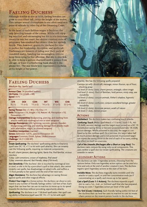 Bossy and wise, the females of the Faelings are larger than the rabble of 'noblemen' over whom they rule. Subterfuge and magic are their weapons of choice. #dnd #5e #monster #pixie #fey . Dnd Elves, Dnd Stats, Mythical Monsters, Dnd Races, Dungeons And Dragons 5e, Monster Book Of Monsters, Dungeons And Dragons Classes, Dnd Dragons, D D Monsters