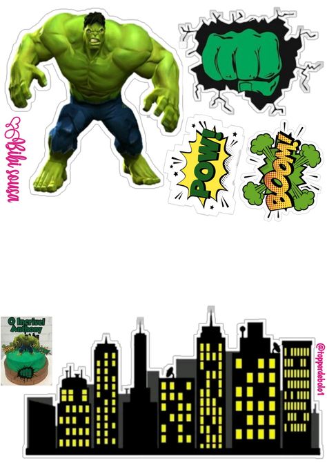 Topo de bolo Hulk Bolo Hulk, Fondant Cake Toppers, Batman Logo, Fondant Cake, Hulk, Cake Toppers, Fondant, Avengers, Cake Decorating