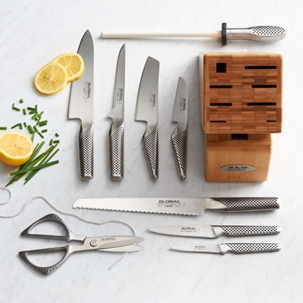 Sur La Table Top 20 Wedding Registry Kitchen Tools | 10 Piece Knife Block Set Kitchen Wedding Registry, Cookware Photography, Top Wedding Registry Items, Global Knives, Cutlery Storage, Karambit Knife, Boning Knife, Knife Block Set, Lace Styles