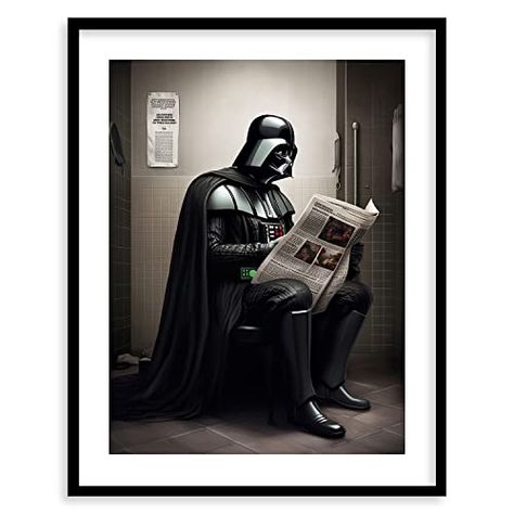 Star Wars Bathroom Décor Art Print - Premium Giclee Fine Art Print - Aesthetic Modern Vintage Painting Style Darth Vader Stormtrooper Yoda Print Poster for Bathroom Wall Decor, Ready to Frame Star Wars Bathroom, Poster For Bathroom, Bathroom Wall Decor, Vintage Painting, Painting Style, Bathroom Wall, Print Poster, Modern Vintage, Fine Art Print