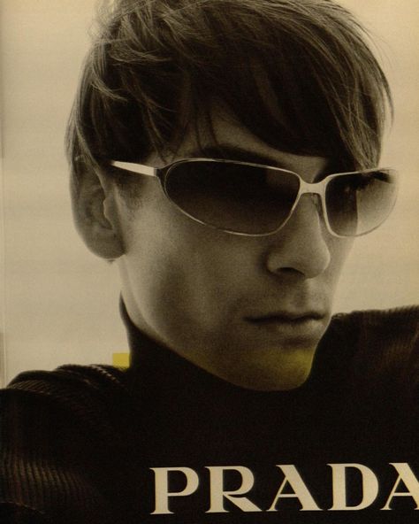 Prada Archive on Instagram: “Prada Sunglasses Ads in L’Uomo Vogue circa 2003  #prada #2000 #pradaarchive #pradamen #vintageprada” Sunglasses Advertising Photography, Vintage Prada Sunglasses, Men’s Fashion Sunglasses, Prada Sunglasses Mens, Prada Editorial, Glasses Campaign, Sunglasses Ads, Prada Campaign, 2000s Glasses