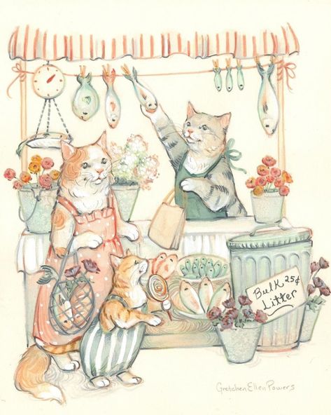 © Gretchen Ellen Powers, Michigan Artist • www.gretchenellenpowers.com • @gretchenellenpowers on Instagram Powers Art, Cozy Life, Mindset Inspiration, Cat Art Illustration, Fantasy Drawings, Grandma Core, Fairytale Art, Rose Art, Custom Wall Art