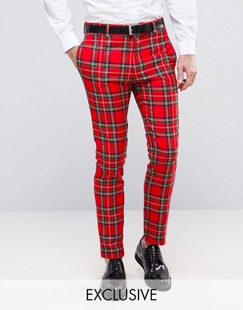 Mens Plaid Dress Pants, Red Pants Men, Jean Top Outfits, Mens Plaid Pants, Bright Pants, Tartan Suit, Dress Pants Mens, Red Plaid Pants, Red Dress Pants