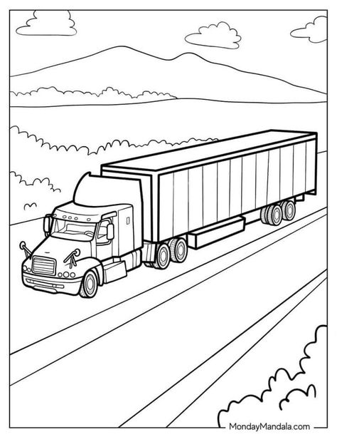 Semi Truck Coloring Pages Free Printable, Trucks Coloring Pages Free Printable, Vehicle Coloring Pages Free Printable, Semi Truck Coloring Pages, Recycling Preschool, Truck Coloring Pages Free Printable, Construction Coloring Pages, Coloring Pages Cars, Trucks Coloring Pages