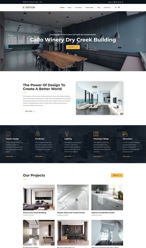 Architecture & Interior WordPress Theme What We Do Page Design, Web Layout Design Website Ideas, Corporate Web Design, Line Theme, Ecommerce Web Design, Interior Design Website, Ui Design Website, Web Design Projects, Shopify Website