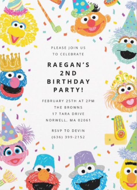 Spy Birthday Party, Sesame Street Birthday Party Ideas Boy, Elmo Birthday Party Boy, Elmo Invitations, Sesame Street Birthday Invitations, Sesame Street Invitations, Spy Birthday Parties, 2nd Birthday Party For Boys, Cookie Monster Party