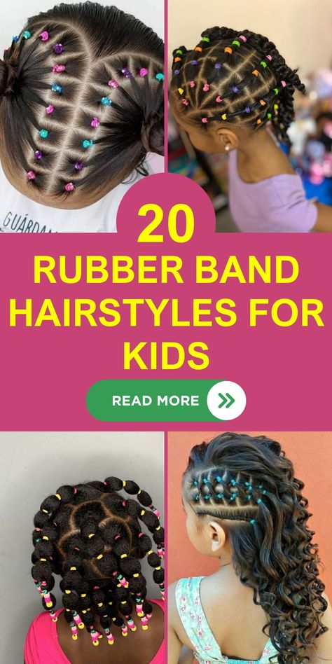 Rubber band hairstyles for kids are a creative and easy way to style natural hair. This collection features cute, colorful, and quick hairstyles perfect for busy mornings. From simple twists to intricate criss-cross designs, these styles are great for kids with black short hair or longer lengths. Discover the joy of styling your child's hair with these playful rubber band methods. Easy Hairstyles For Mixed Girls Hair, Rubber Band Heart Hairstyle, Mixed Race Hairstyles For Kids, Easy Rubber Band Hairstyles For Kids, Toddler Rubber Band Hairstyles, Kids Rubber Band Hairstyles, Mini Elastic Hairstyles, Curly Hair Rubber Band Styles, Easy Black Girls Hairstyles For Kids