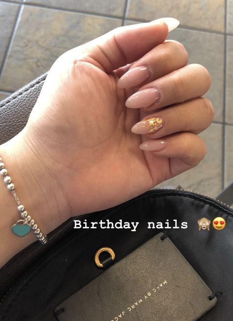 Almond Nails With Gold Flakes, Almond Nails With Gold, Gold Flake Nails, Nails With Gold Flakes, Nails With Gold, Gold Flake, Almond Nail, Gold Flakes, Gold Nails