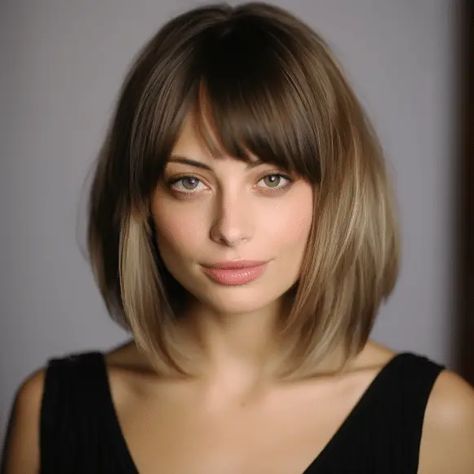 Lob With Side Swept Bangs, Hair Curtains, Shoulder Length Hair Blonde, Longer Bob, Light Brown Hair Balayage, Curtains Bangs, Longbob Hair, Brown Hair Bangs, Hairstyles Brown