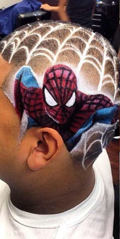 Spiderman Haircut, Hair Designs For Boys, Hairline Tattoos, Haircut Designs For Men, Creative Haircuts, Scalp Tattoo, Tattoo Baby, Shaved Hair Designs, Hair Tattoo