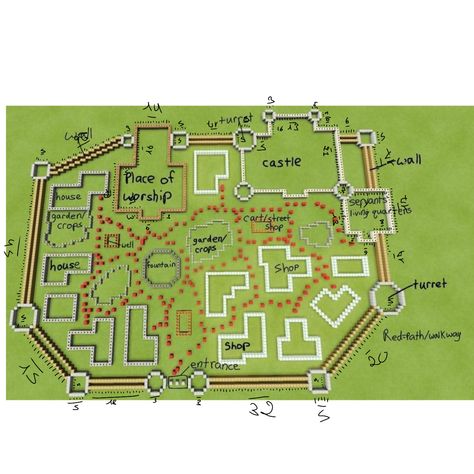 Minecraft House Layout With Numbers, Minecraft Town Map Layout, Minecraft Map Layout, Minecraft Castle Outline, Minecraft Kingdom Blueprints, Castle Floor Plan Minecraft, Minecraft Island Layout, Minecraft Charts Building, Minecraft Fortress Blueprints