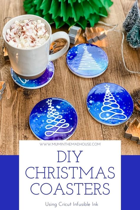 Circuit Coasters, Resin Christmas Coasters, Cricut Coaster Ideas, Christmas Resin Coasters, Diy Christmas Coasters, Cricut Binder, Cricut Coasters, Cricut Christmas Gifts, Cricut Christmas Projects