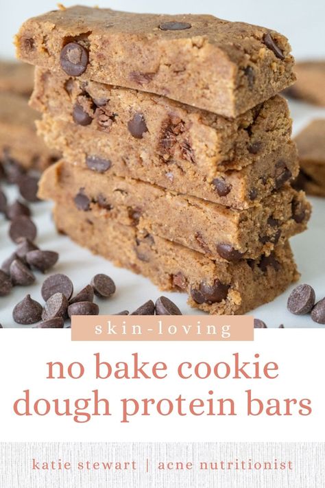 No Bake Cookie Dough Protein Bars Cookie Dough Protein Bar, Protein No Bake Cookies, No Bake Protein Bar, No Bake Protein Cookies, Healthy Protein Cookie Dough, Cookie Dough Protein Bars, Bariatric Snacks, No Bake Protein Bars, Cookie Dough Protein