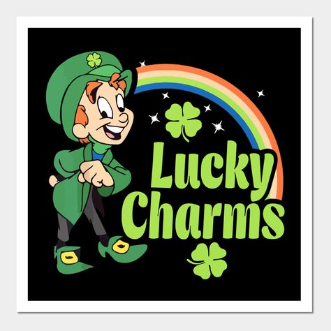 lucky charms saint patricks day shirt gifts leprechaun son -- Choose from our vast selection of art prints and posters to match with your desired size to make the perfect print or poster. Pick your favorite: Movies, TV Shows, Art, and so much more! Available in mini, small, medium, large, and extra-large depending on the design. For men, women, and children. Perfect for decoration. Lucky Charms Illustration, Lucky Charms Leprechaun, Leprechaun Clipart, Lucky The Leprechaun, March Art, Saint Patricks Day Art, Lucky Charms Cereal, St Patrick's Day Decorations, Saint Patricks