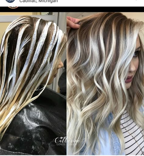 Icy Blonde Hair With Dimension, Painted Blonde Hair, Blonde Balayage Dimension, Blonde Balayage With Dimension, Dark Low Lights For Blonde Hair, Blonde Hair With Dimension, Dimension Balayage, Foilayage Hair, Dimension Hair