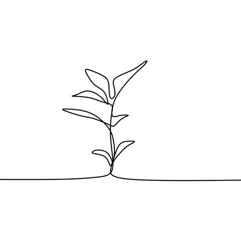 Plant Line Illustration, Plant Growing Illustration, Plants Line Art, Tree Line Drawing, Plant Line Art, Wing Drawing, Continuous Line Art, Drawing Png, Line Art Drawing