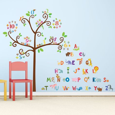 Nursery Class Decoration, School Wall Decoration, Kids Wall Stickers, Abc Wall, Wall Sticker Design, Preschool Classroom Decor, Kids Playroom Decor, School Wall Art, Educational Wall Art