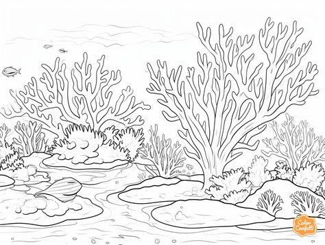 illustration of Intricate coral design to color Underwater Beauty, Underwater Scenes, Sea Underwater, Coloring Page For Adults, Farm Animal Coloring Pages, Desert Animals, Kids Animals, Underwater Art, Horse Coloring Pages