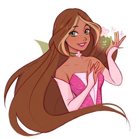 Flora Fanart Winx Club, Winx Club Flora Fanart, Flora Winx Club Fanart, Flora Fanart, Daphne Winx, Fairy Oak, Winx Flora, Fanart Illustration, Klub Winx