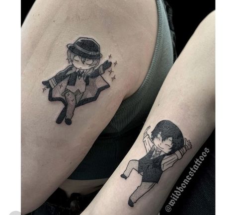 Bsd Tattoo Designs, To The Stray Dogs Tattoo, Chuuya Tattoo Ideas, Bungo Stray Dogs Tattoo Ideas, Chuuya Tattoo, Dazai Tattoo, Bungo Stray Dogs Tattoo, Bsd Tattoo, Bestie Tattoo Ideas