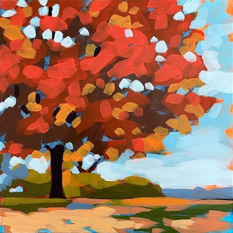 Ali Kay, Painting Leaves, Fall Tree Painting, Canvas Art Painting Acrylic, Abstract Tree Painting, Tip Tuesday, Abstract Flower Art, Autumn Tree, Holiday Painting