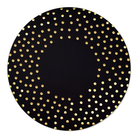 PRICES MAY VARY. What you get: 50 pieces of black and gold polka dots paper placemats, measure 14 inches/34 cm in Diameter , sufficient quantities and gold foil effect that can meet your various dining table decoration needs Gold Foil: our decorative table mats are decorated with gold foil polka dots on black background, which is shining and full of exquisite feeling, easy to match event styles and make more eye-catching, will add a lively touch to your dining table Material: these round gold pl Gold And White Christmas Plates On Black And Rustic Accentsk Tablecloth, Christmas Placemats Gold, Dollar Tree Charger Tray Christmas Table Topper, Black Gold Thanksgiving Table, New Years Eve Dining Table, Black Gold Round Table Setting, Gold Christmas Dining Table, Black White And Gold Dining Room Table Setting, Black White And Gold Christmas Table Decor