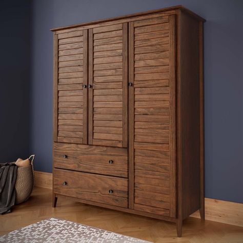 Blue White Bedroom, Solid Wood Armoire, Louvered Doors, Tv Armoire, Book Cases, Wood Armoire, Bed Platform, Armoires & Wardrobes, Wardrobe Armoire