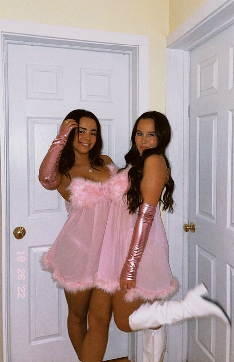 Duo pink fem bots Halloween costume Fembots Costume, Fem Bot Costume, Fem Bots Costume, Fembot Halloween Costume, Fembot Costume, Halloween Costumes Princess, 3 Halloween Costumes, Beetlejuice Halloween Costume, Friends Trio