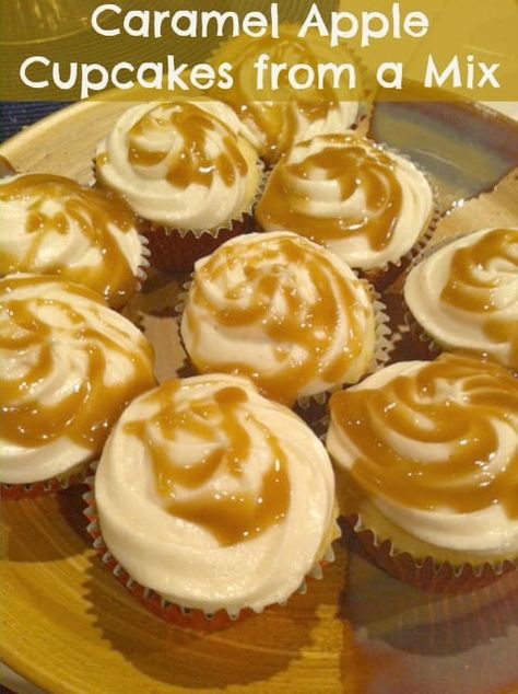 Caramel Apple Cupcakes, Homemade Buttercream, Apple Cupcakes, Caramel Cupcakes, Easy Cupcake Recipes, Quick Dessert, Easy Cupcakes, Caramel Recipes, Yummy Cupcakes