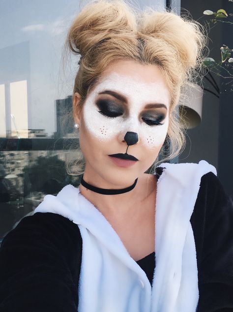 Panda Halloween costume make up  #girl #halloween #costume #makeup, onesie, Halloween 2018 ,holiday, hairstyle, happy Panda Costume Diy, Panda Halloween Costume, Panda Makeup, Carnaval Make-up, Halloween Makeup For Kids, Halloween Costume Makeup, Halloween Make-up Looks, Panda Costumes, Animal Makeup