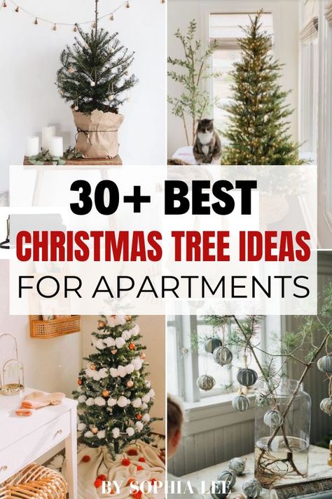 Mini Christmas Tree On Table, Apartment Christmas Tree Ideas, Studio Apartment Christmas Tree, Christmas Tree In Kitchen Ideas, Tabletop Tree Decor, Tabletop Xmas Trees, Smaller Christmas Tree Ideas, Christmas Tree Replacement Ideas, Decorating Small Christmas Tree Ideas