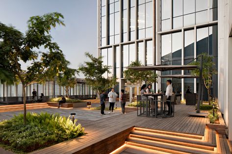 Gallery of Sequis Tower / KPF - 9 Roofdeck Garden, Rooftop Landscape, Terrace Office, Roof Landscape, Rooftop Patio Design, Terraced Landscaping, Rooftop Design, Patio Inspiration, Rooftop Patio