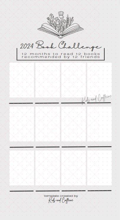 12 Month Book Challenge Template, 12 Month Book Challenge, Book Of The Month Template, Book Challenge Template, Challenge Template, Reading Goals, Book Clubs, Book Challenge, Book Of The Month