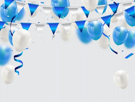 Blue balloons confetti and ribbons celeb... | Premium Vector #Freepik #vector #background #banner #poster #christmas Happy Birthday Tarpaulin Background, Blue Balloons Background, Happy Birthday Blue Background, Blue Birthday Background, Birthday Tarpaulin Background, Birthday Celebration Background, Birthday Bg, Birthday Tarpaulin Design, Blue And White Flag