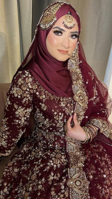 Bridal Hijab Styles Tutorials, Hijabi Bride Pakistani, Hijabi Bride, Bridal Hijab Styles, Pakistan Bridal, Hijab Ideas, Eid Images, Hijabi Brides, Red Bridal Dress