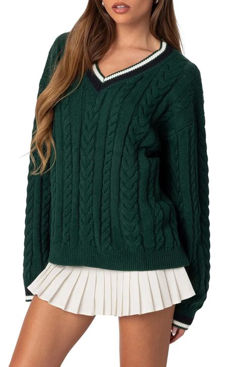 Shop Edikted Online | Nordstrom Cable Knit Sweater Womens, Cable Sweater, Swimwear Dress, Cable Knit Sweater, Green Sweater, Sweater Knit, S Models, Set Dress, Womens Clothing Tops