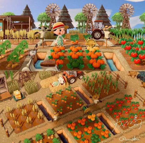 Farm Inspo Animal Crossing, Farms Animal Crossing, Rose Garden Acnh, Orchard Animal Crossing Ideas, Acnh Fruit Trees, Farm Acnh Ideas, Animal Crossing Rose Garden, Residence Services Animal Crossing Ideas, Anch Farmcore