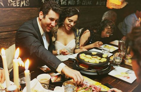 Love love the raclette/fondue family style idea for a wedding! Fall Colorado Wedding, Intimate Reception, Intimate Fall Wedding, New Things To Try, Intimate Dinner, Wedding Food, Colorado Wedding, Real Brides, Weeding