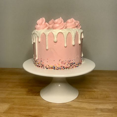 Chocolate Cake Pink Frosting, Pink Chocolate Cake, Vanilla Drip Cake, White Chocolate Drip, Filled Cupcakes, Pink Vanilla, 21st Birthday Cake, Chocolate Drip, Pink Chocolate