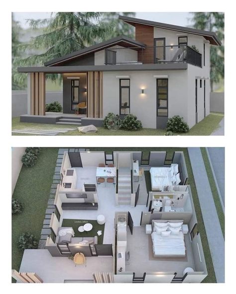 Small House Blueprints, Small Modern House Plans, Small House Layout, Affordable House Plans, Modern Small House Design, House Floor Design, Building House Plans Designs, Building Plans House, Casas The Sims 4